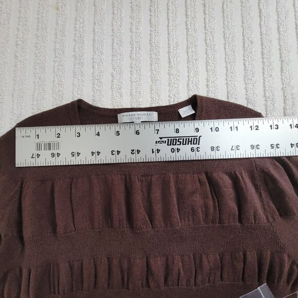 Audrey Talbott Carmel Womens Brown Silk Cashmere Textured Ruched Sweater Medium - Picture 5 of 7
